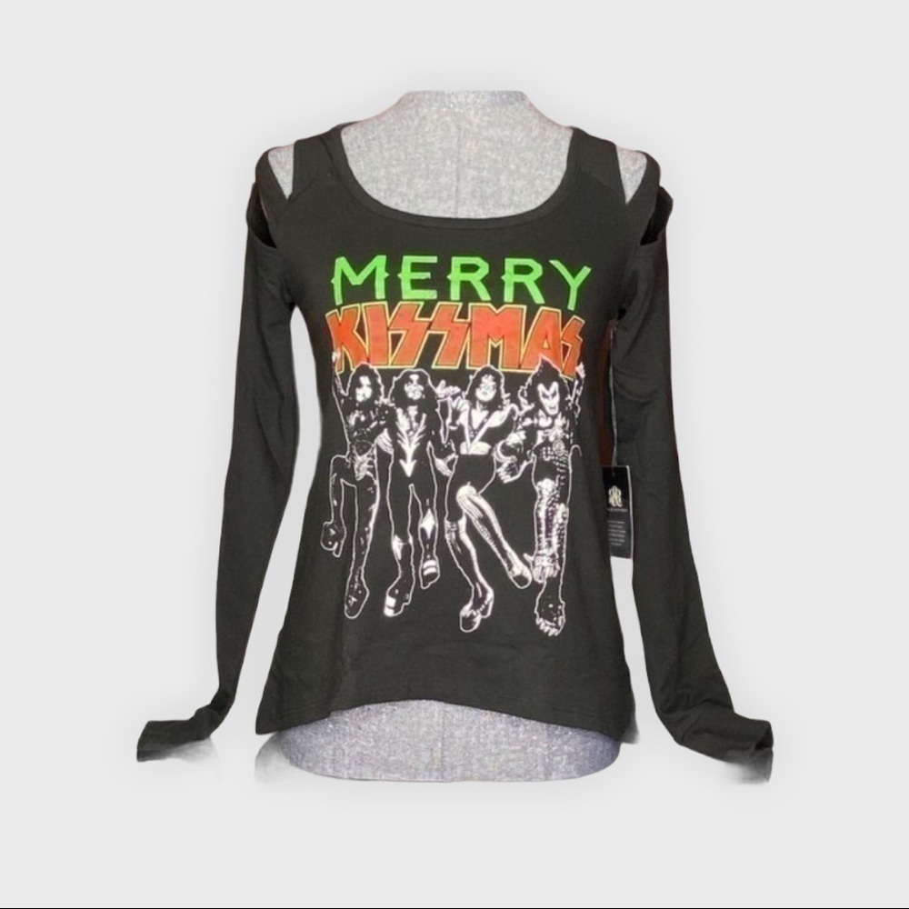 NWT Rock & Republic Merry Kissmas KISS shirt sz XS